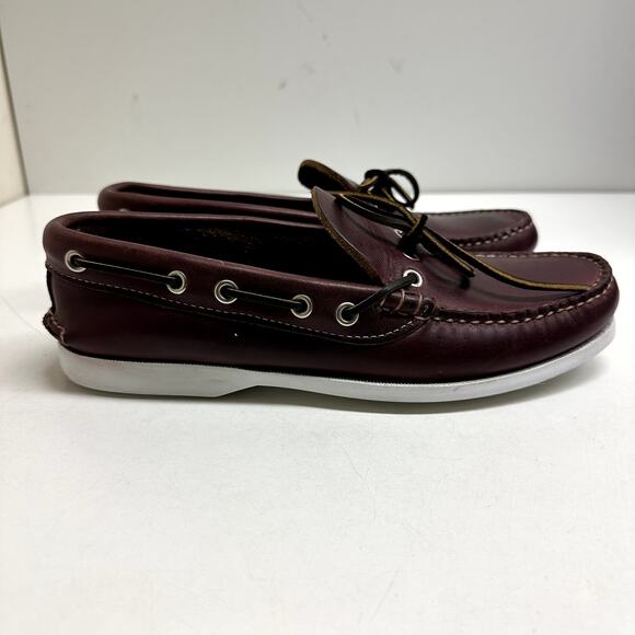 NWOT Quoddy Men’s Head Boat. Shoe Burgundy Moc Toe Loafer Made in USA 8.5 main image 9